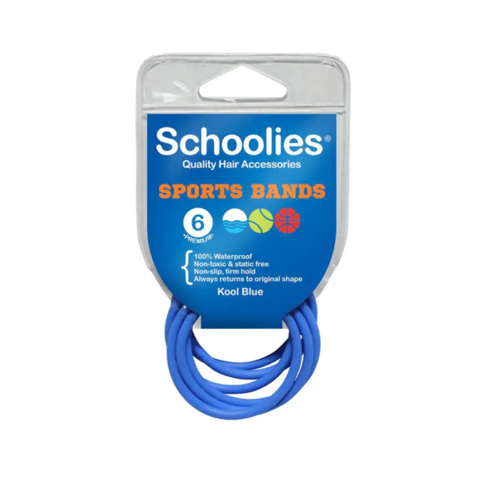 Dây Cột Tóc Thể Thao Màu Xanh Dương, Sports Bands, Kool Blue, 6 Cái - SCHOOLIES