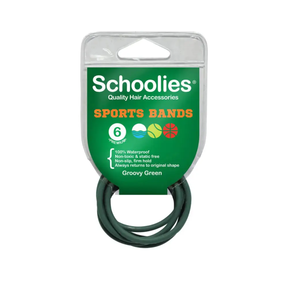 Dây Cột Tóc Thể Thao Màu Xanh Lá, Sports Bands, Groovy Green, 6 Cái - SCHOOLIES