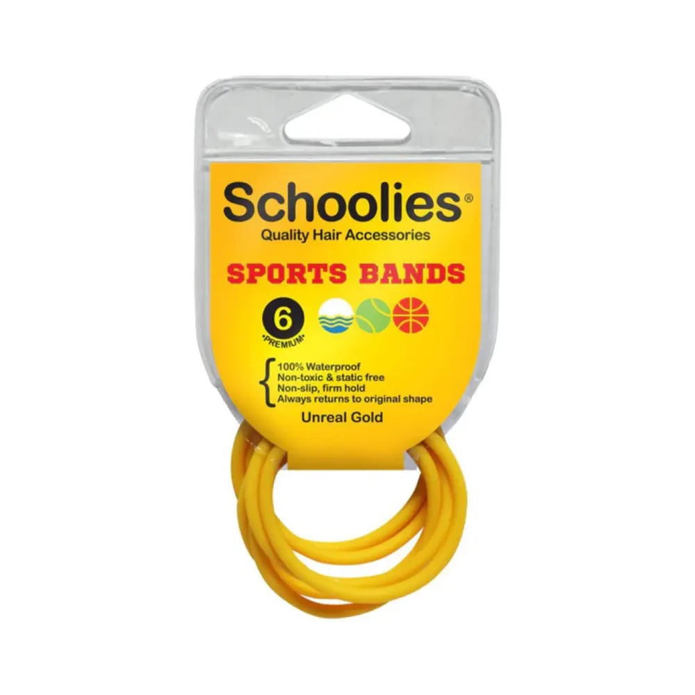 Dây Cột Tóc Thể Thao Màu Vàng, Sports Bands, Unreal Gold, 6 Cái - SCHOOLIES