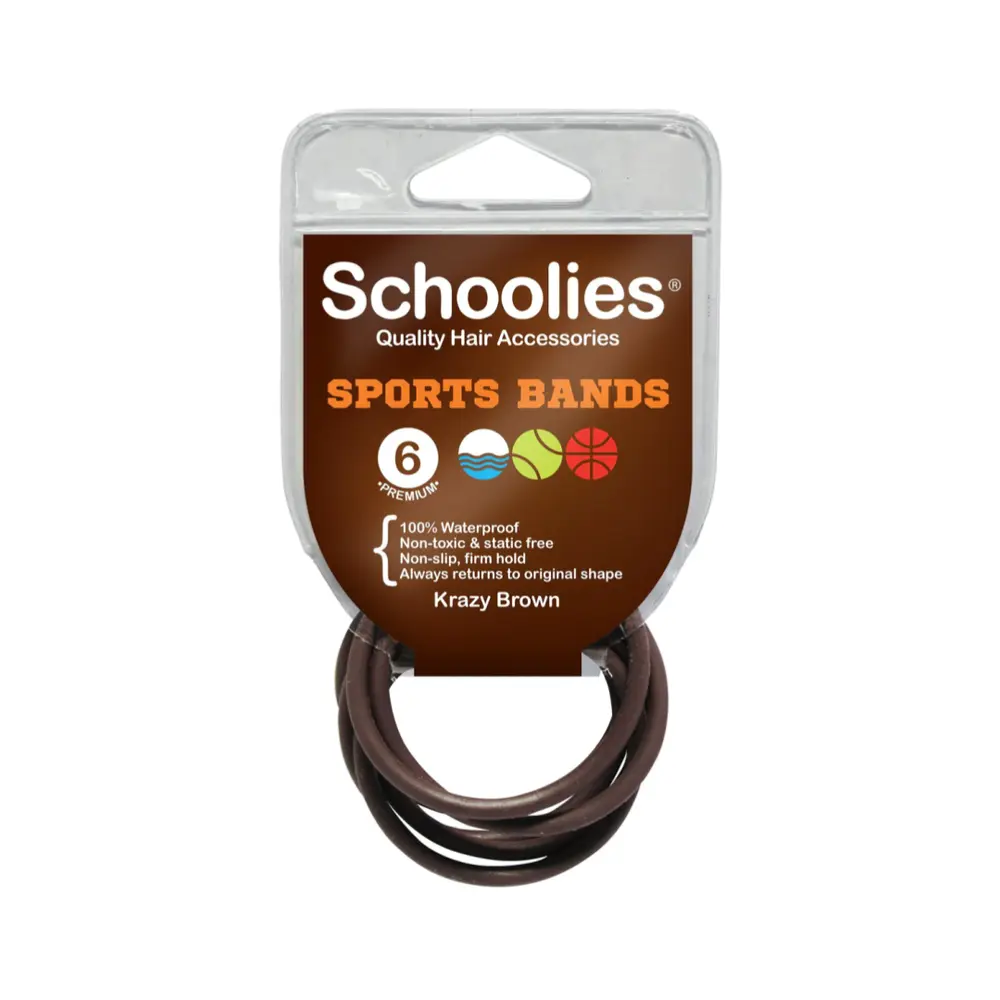 Dây Cột Tóc Thể Thao Màu Nâu, Sports Bands, Krazy Brown, 6 Cái - SCHOOLIES