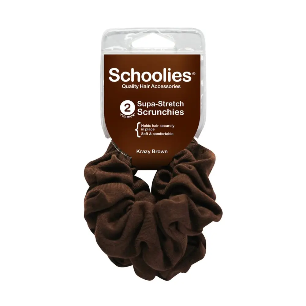 Dây Cột Tóc Vải Màu Nâu, Supa-Stretch Scrunchies, Krazy Brown, 2 Cái - SCHOOLIES
