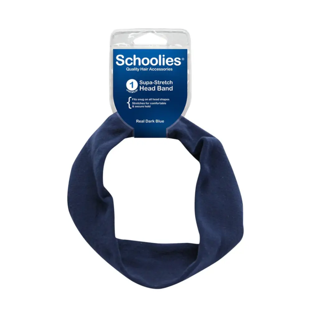 Băng Đô Vải Thun Màu Xanh Dương Đậm, Supa-Stretch Head Band, Real Dark Blue - SCHOOLIES