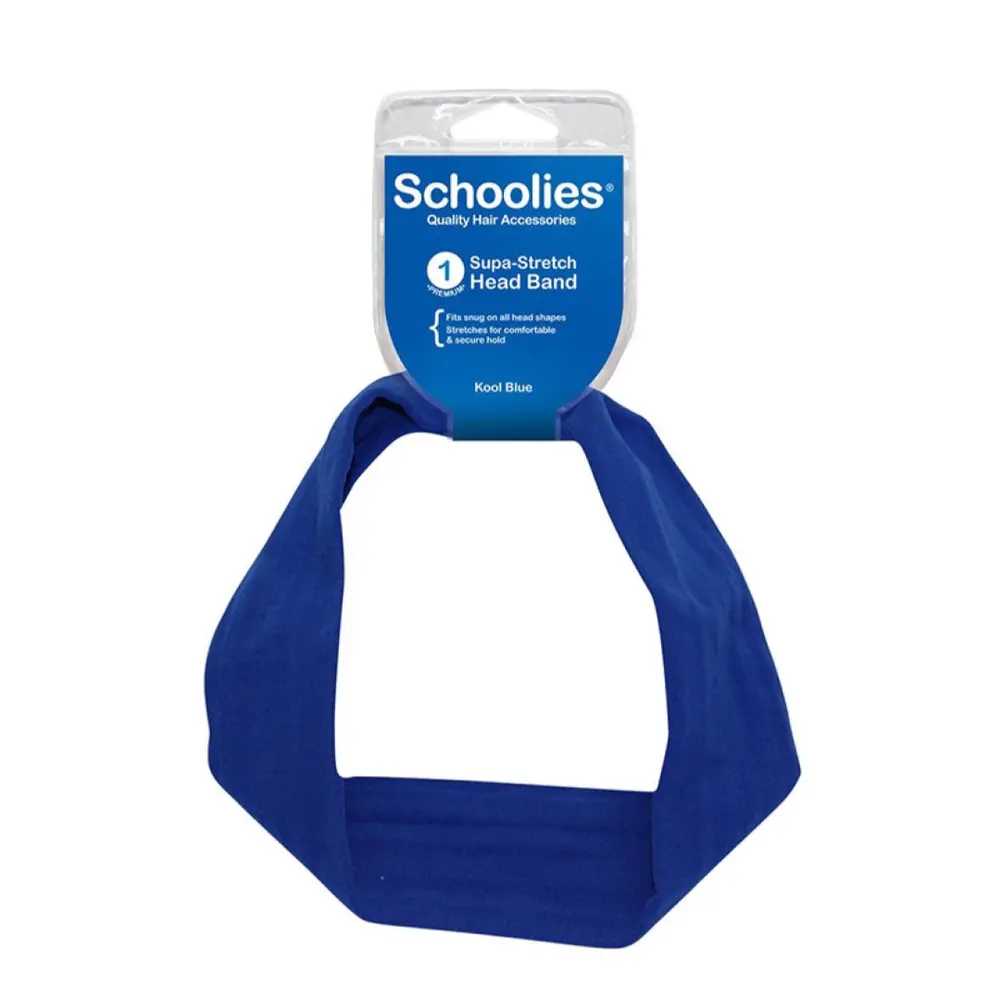 Băng Đô Vải Thun Màu Xanh Dương, Supa-Stretch Head Band, Kool Blue - SCHOOLIES