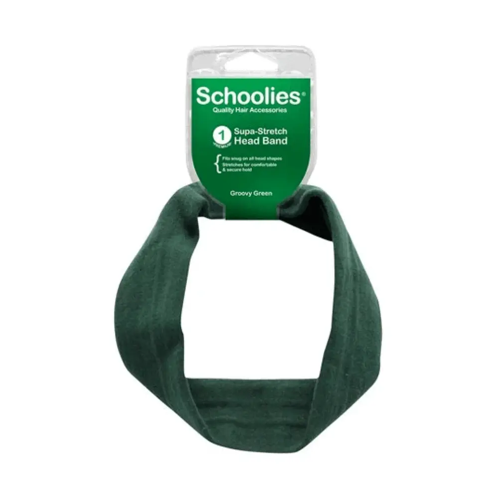 Băng Đô Vải Thun Màu Xanh Lá, Supa-Stretch Head Band, Groovy Green - SCHOOLIES
