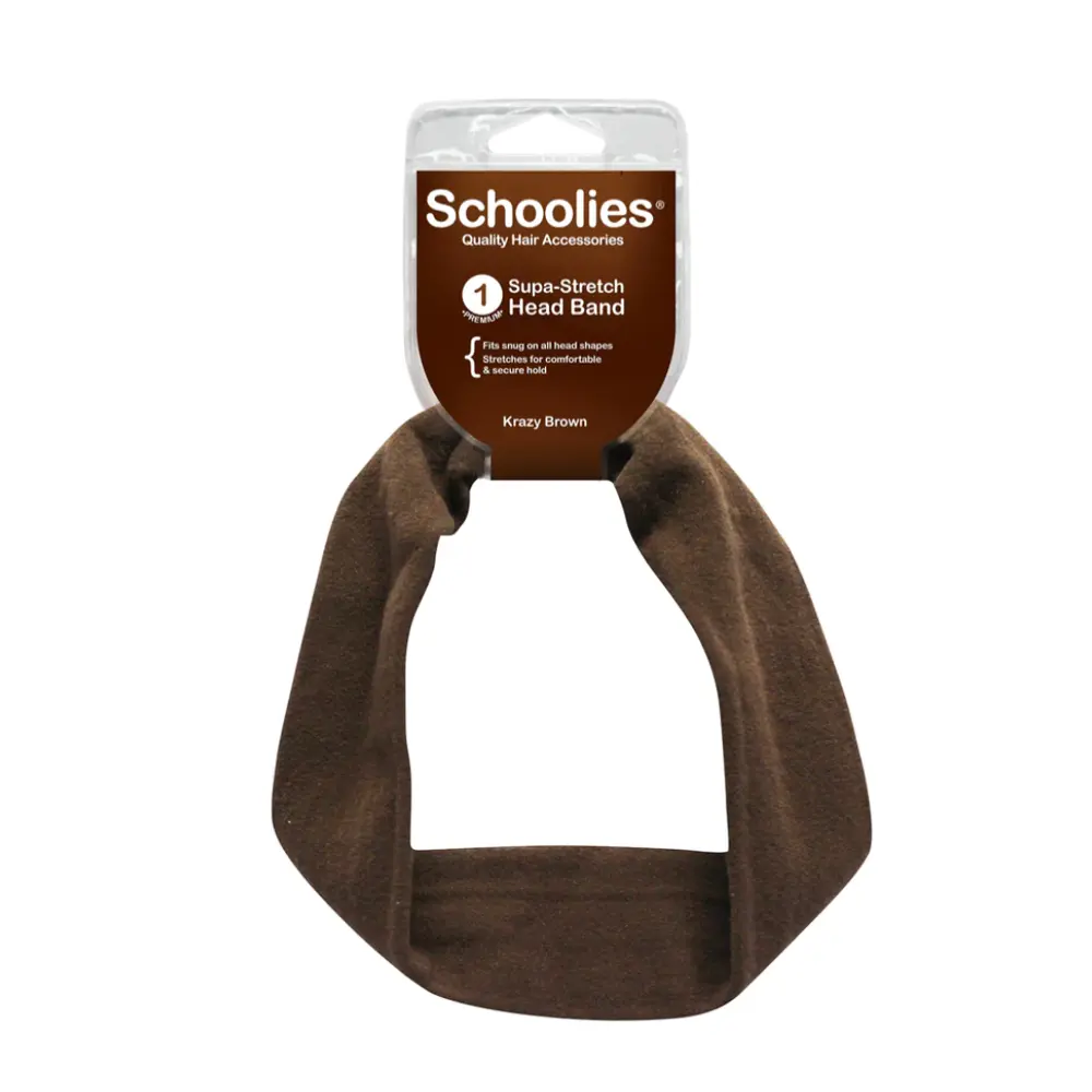 Băng Đô Vải Thun Màu Nâu, Supa-Stretch Head Band, Krazy Brown - SCHOOLIES