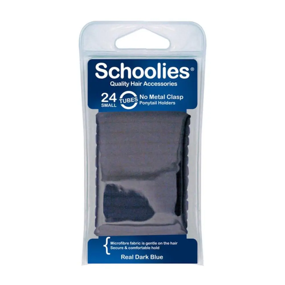 Dây Cột Tóc Màu Xanh Dương Đậm, No Metal Clasp Ponytail Holders, Small, Real Dark Blue, 24 Cái - SCHOOLIES