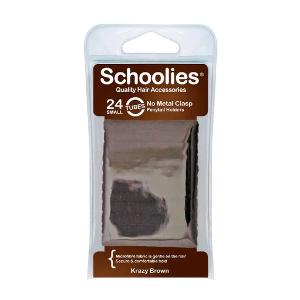Dây Cột Tóc Màu Nâu, No Metal Clasp Ponytail Holders, Small, Krazy Brown, 24 Cái - SCHOOLIES