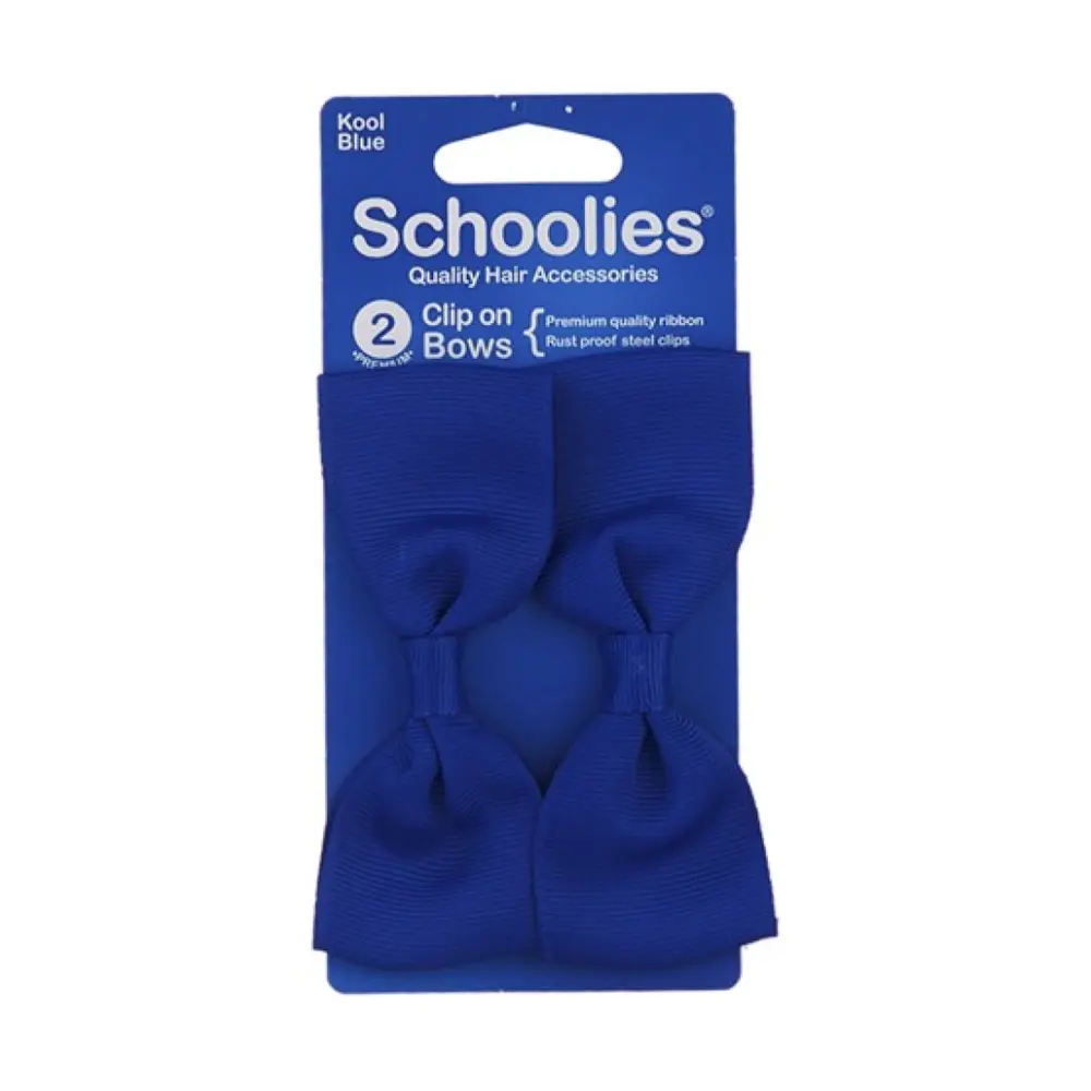 Kẹp Nơ Màu Xanh Dương, Clip On Bows, Kool Blue, 2 Cái - SCHOOLIES
