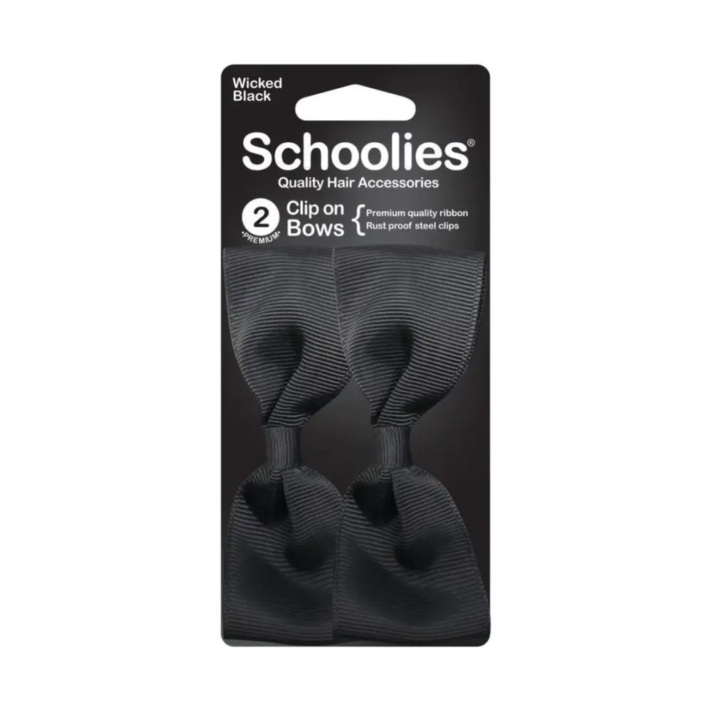 Kẹp Nơ Màu Đen, Clip On Bows, Wicked Black, 2 Cái - SCHOOLIES