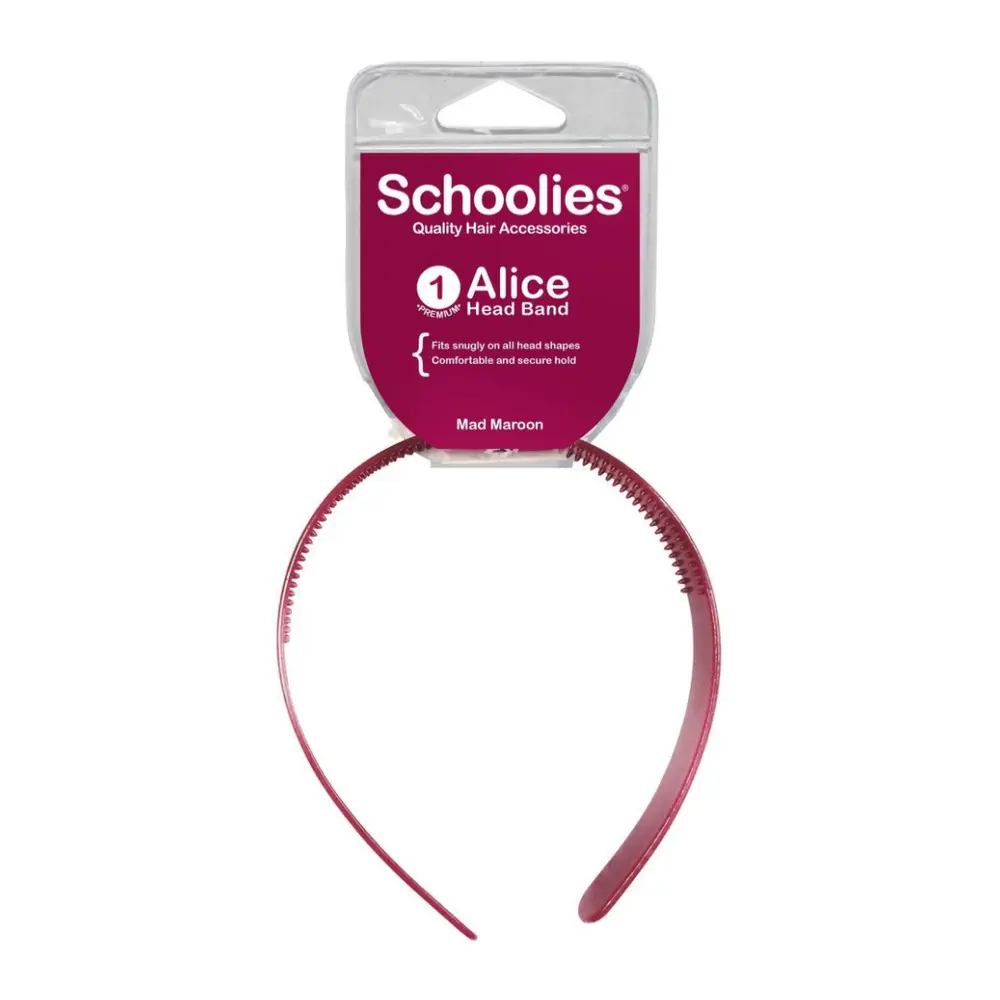 Băng Đô Cài Tóc Màu Đỏ Đô, Alice Head Band, Mad Maroon - SCHOOLIES