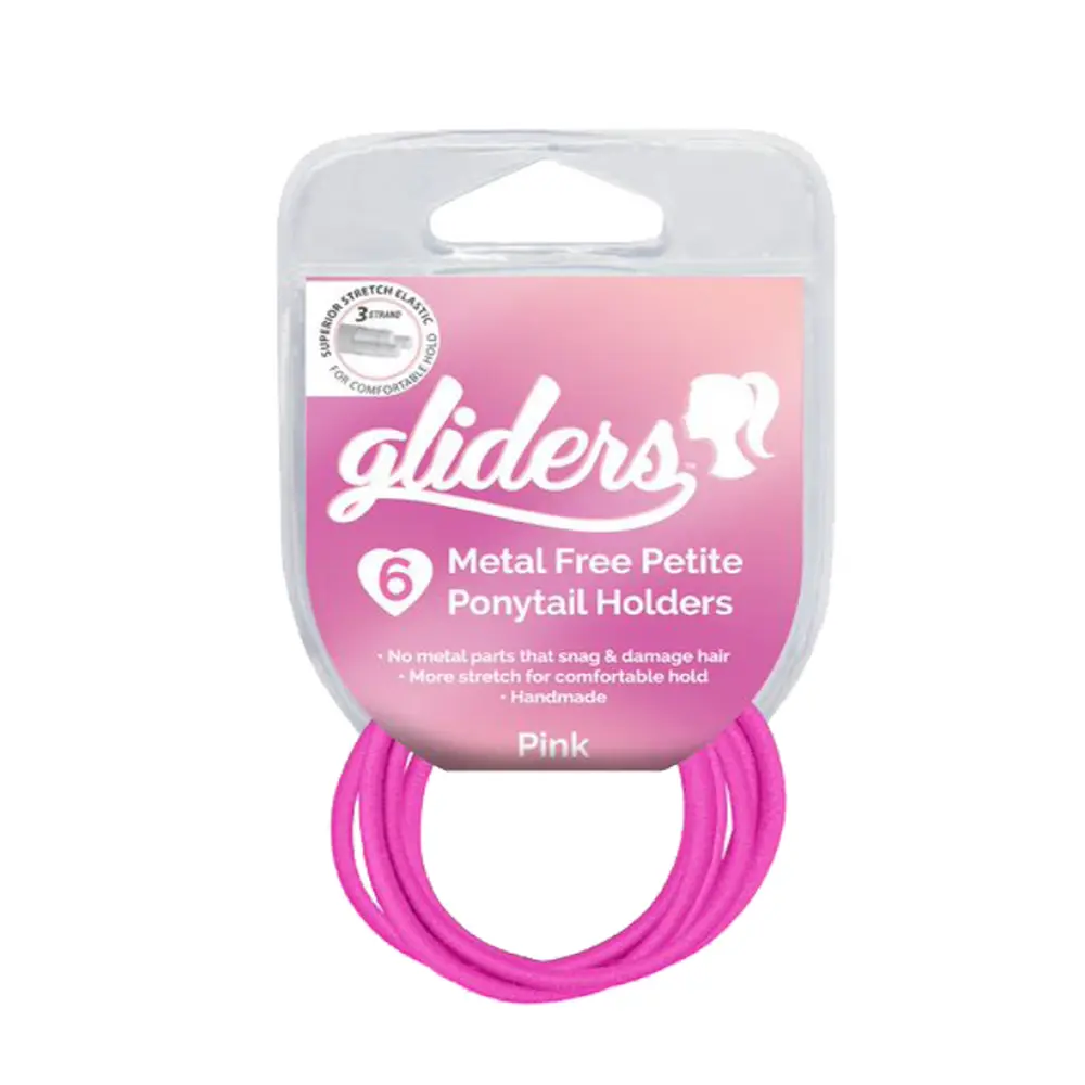 Dây Cột Tóc Màu Hồng, Metal Free Petite Ponytail Holders, Pink, 6 Cái - GLIDERS