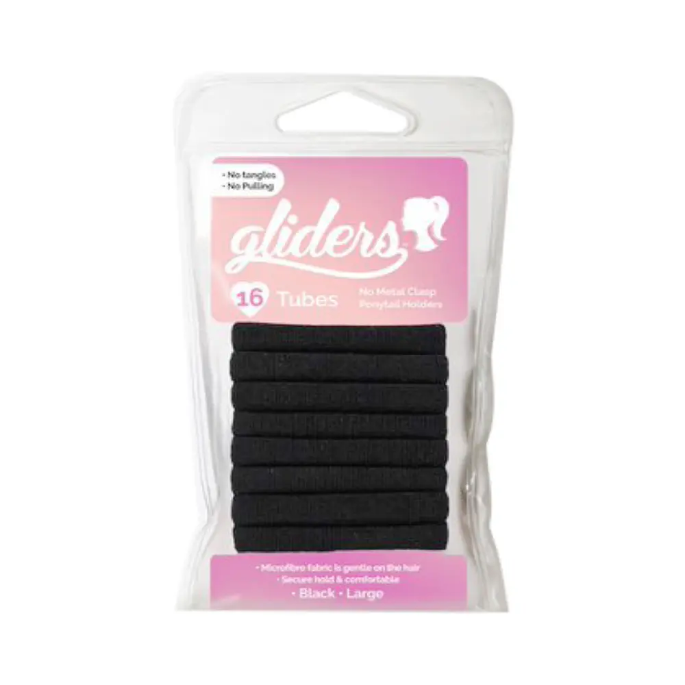 Dây Cột Tóc Màu Đen, No Metal Clasp Ponytail Holders, Black, 16 Cái - GLIDERS