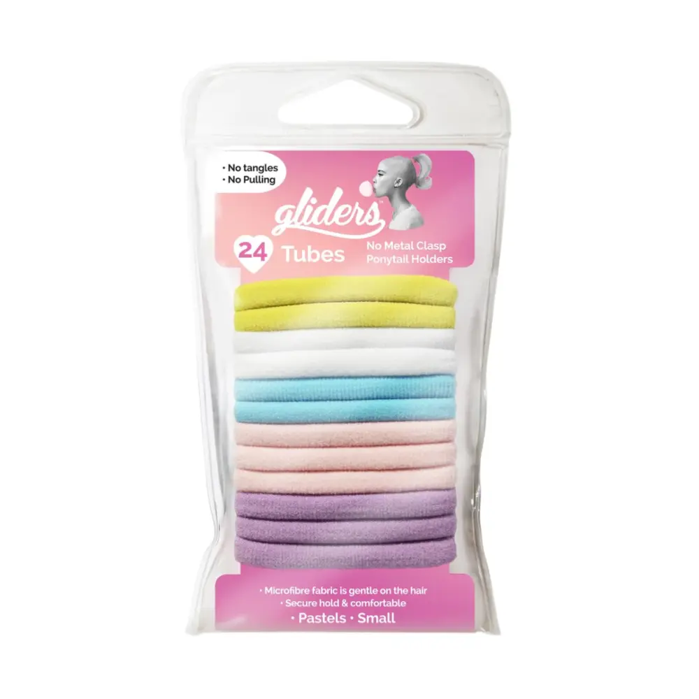 Dây Cột Tóc Màu Pastel, No Metal Clasp Ponytail Holders, Pastels, 24 Cái - GLIDERS