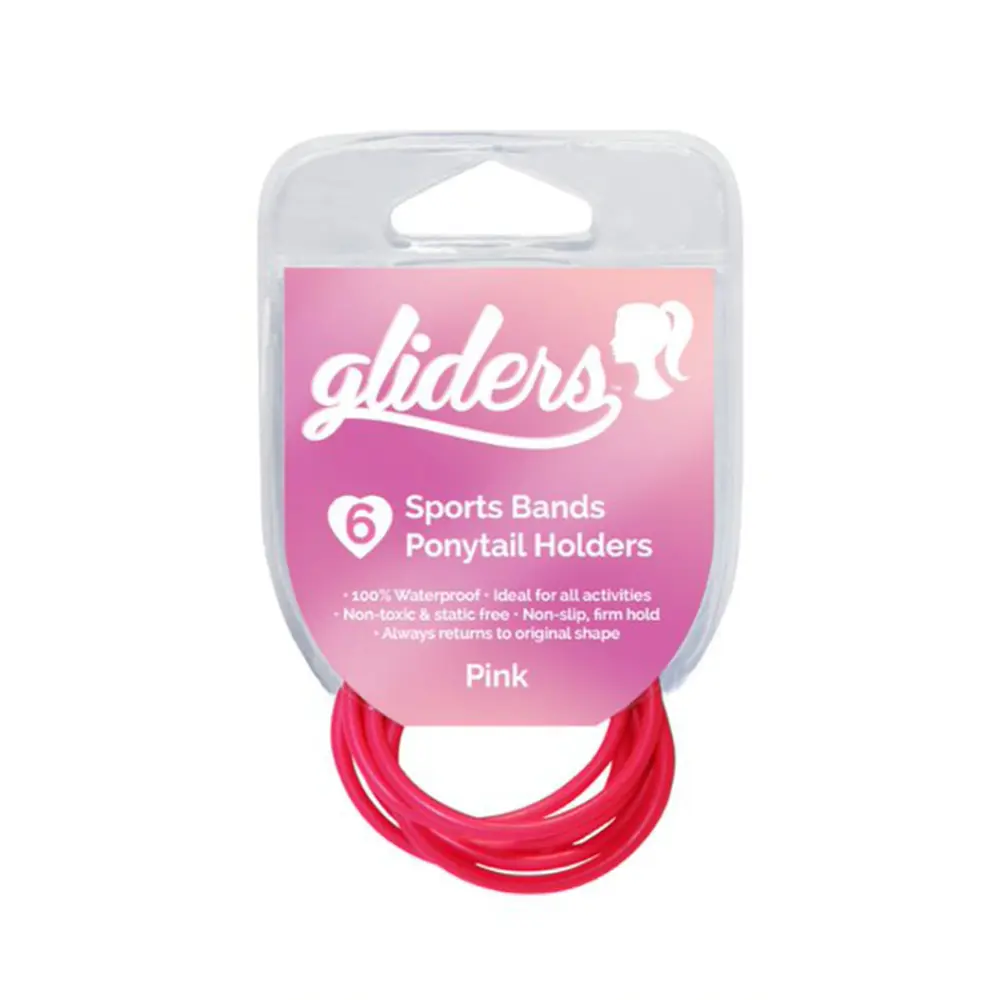 Dây Cột Tóc Thể Thao Màu Hồng, Sports Bands Ponytail Holders, Pink, 6 Cái - GLIDERS