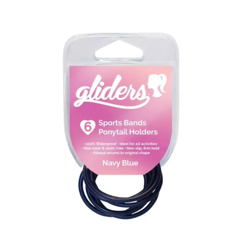 Dây Cột Tóc Thể Thao Màu Xanh, Sports Bands Ponytail Holders, Navy Blue, 6 Cái - GLIDERS