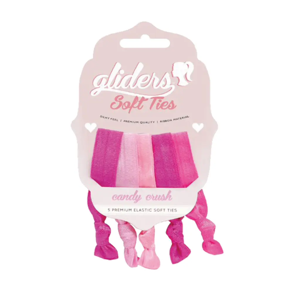 Dây Cột Tóc Nơ Xoắn Màu Hồng, Premium Elastic Soft Ties, Candy Crush, 5 Cái - GLIDERS