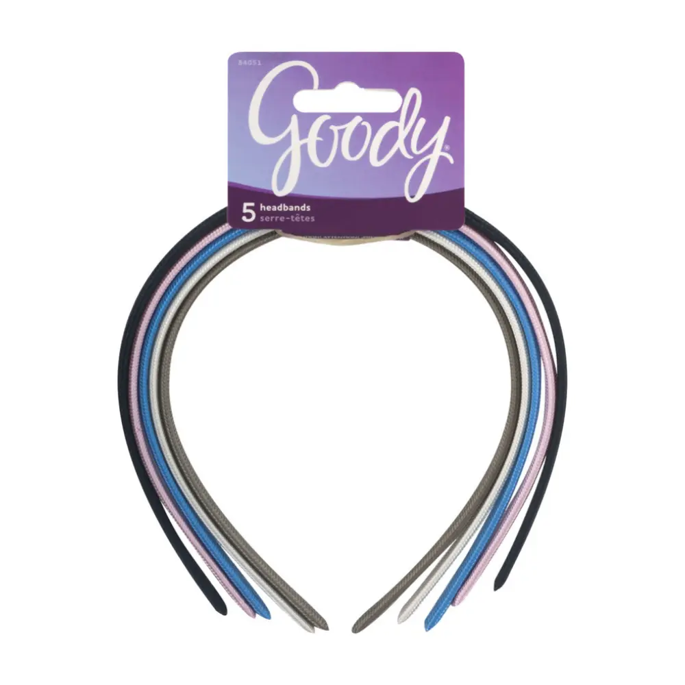 Băng Đô Cài Tóc 5 Màu, Ouchless, Shoestring Fabric Headband, 5 Cái - GOODY
