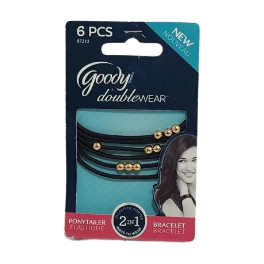 Dây Cột Tóc & Vòng Tay 2 in 1, DoubleWear, Metal Beads Ponytailer Bracelet, 6 Cái - GOODY