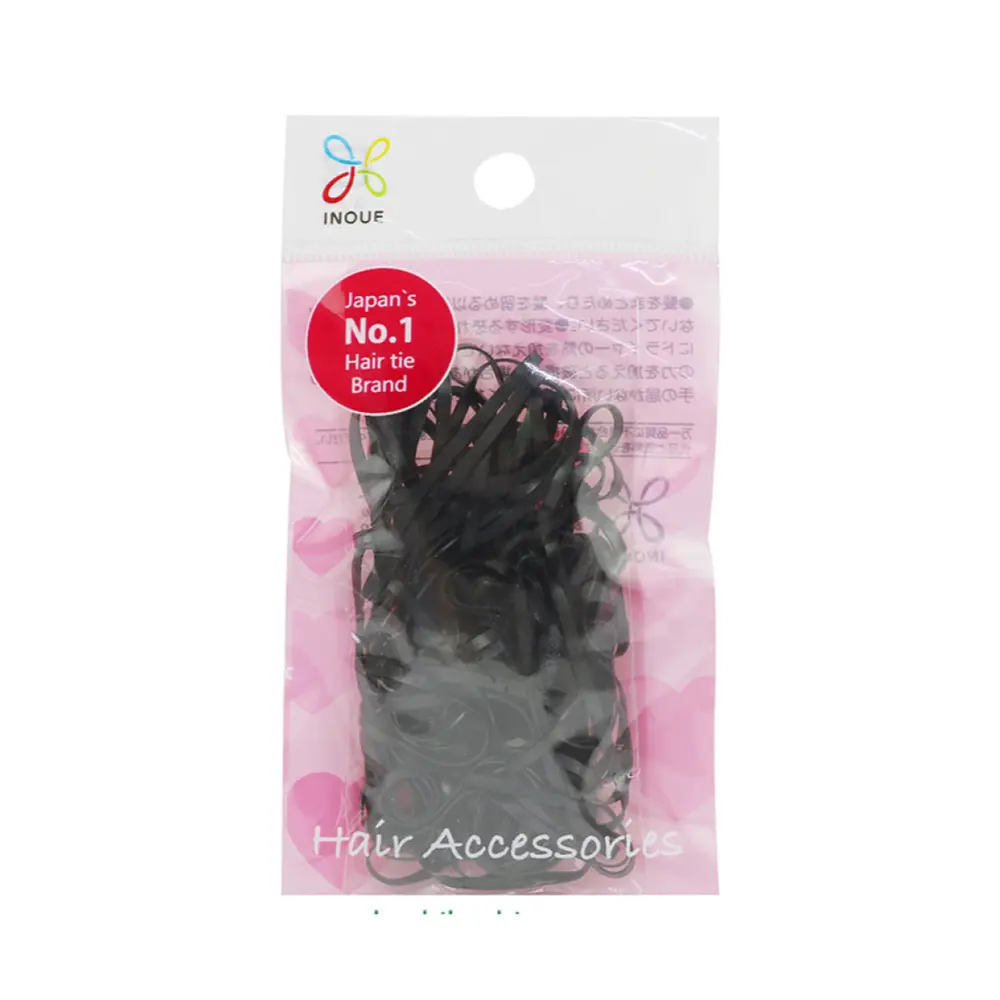 Thun Cột Tóc Màu Đen, Mini Black Rubber Bands, 60 Cái - INOUE