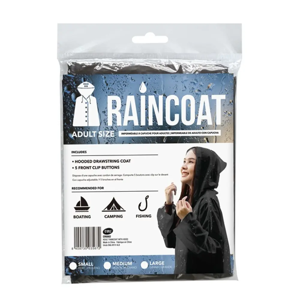 Áo Mưa Người Lớn, Adult Raincoat with Hood, Medium/Large - UNCLE BILLS