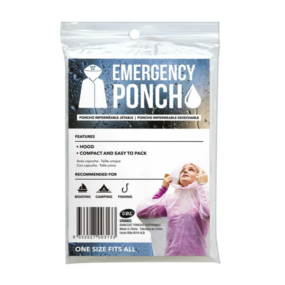 Áo Mưa, Emergency Poncho, Free Size (132 x 203cm) - UNCLE BILLS