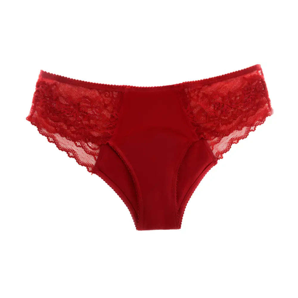 Quần Lót Nguyệt San Cạp Thấp Thấm Hút Cao Ban Đêm Màu Đỏ, Amelie, Night Use Heavy Flow Period Panty, Low Waist Red, Size XL - EMER