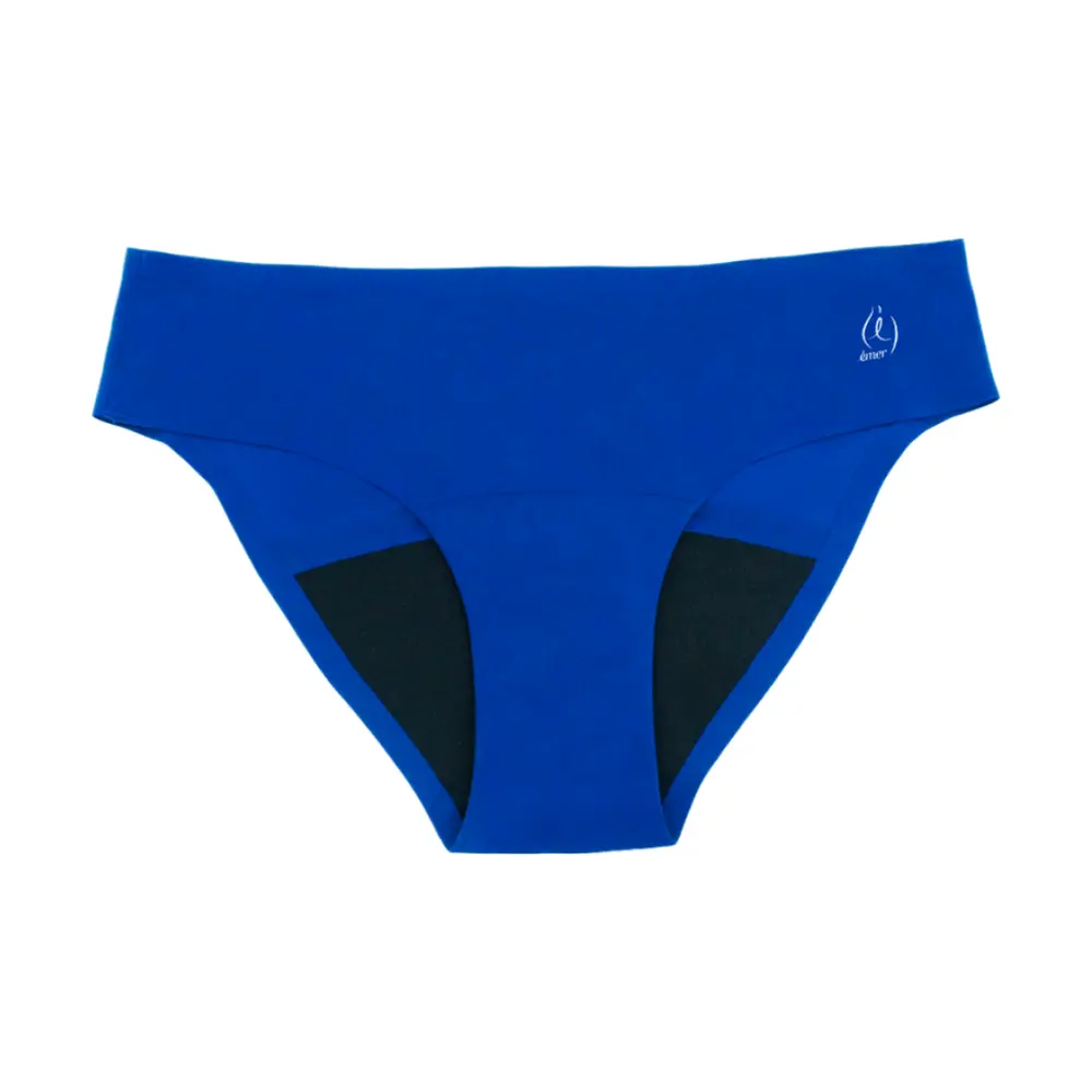 Quần Lót Nguyệt San Không Viền Thấm Hút Trung Bình Ban Ngày Màu Xanh Biển, Stella, Reusable Seamless Period Underwear for Day, Navy, Size M - EMER