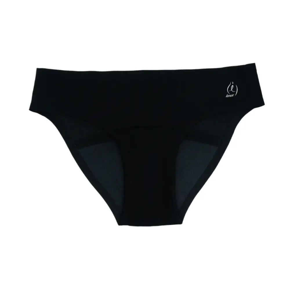 Quần Lót Nguyệt San Không Viền Thấm Hút Trung Bình Ban Ngày Màu Đen, Stella, Reusable Seamless Period Underwear for Day, Black, Size XL - EMER