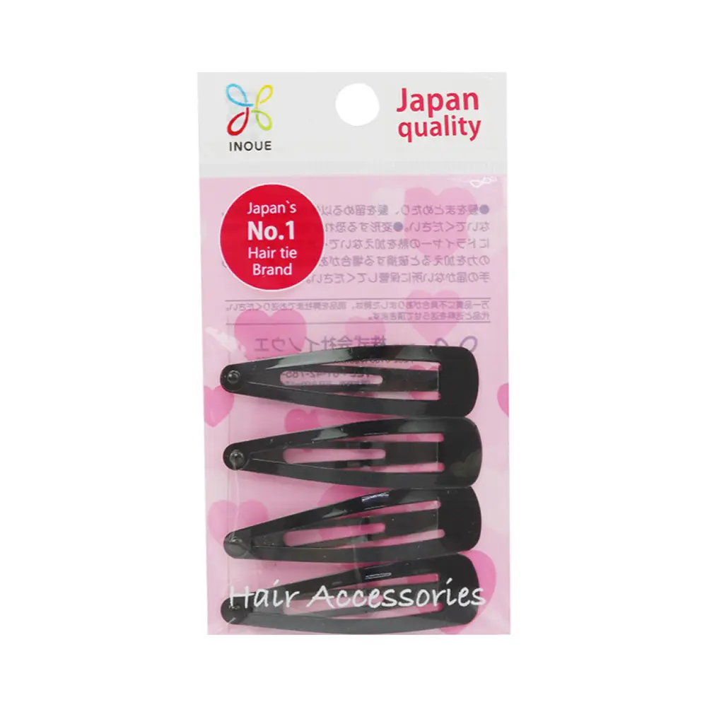 Kẹp Tóc Màu Đen, Black Metal Hair Clips, 4 Cái - INOUE