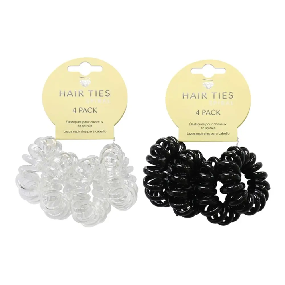 Dây Cột Tóc Bằng Nhựa 2 Màu, Spiral Hair Ties, 4 Cái - UNCLE BILLS