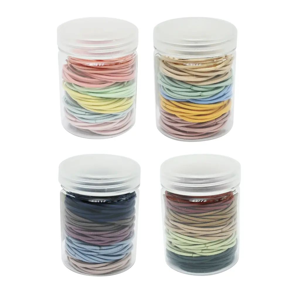 Hộp Dây Cột Tóc Nhiều Màu, Hair Ties in Container, 100 Sợi - UNCLE BILLS