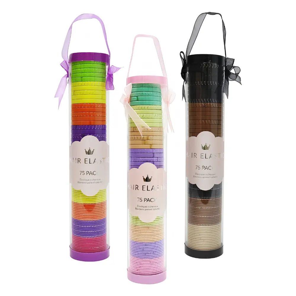 Dây Thun Cột Tóc Nhiều Màu, Hair Elastics in Cylinder, 75 Cái - UNCLE BILLS