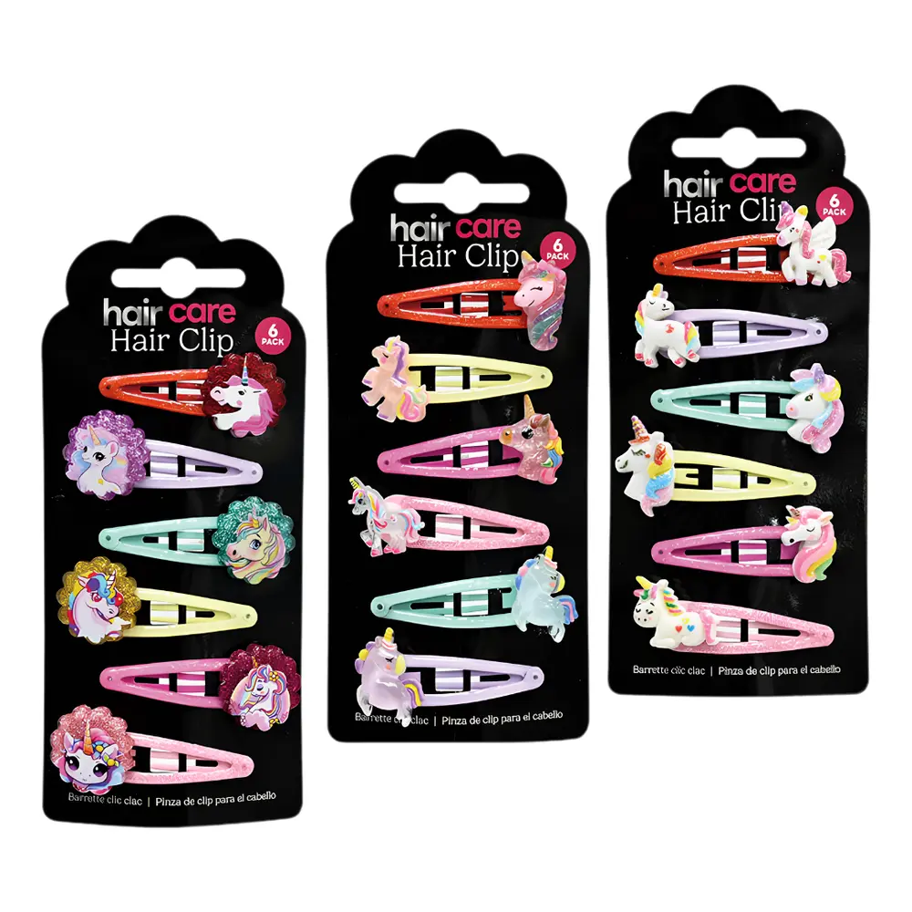 Kẹp Tóc Bấm Hình Kỳ Lân (Nhiều Mẫu), HairCare, Unicorn Hair Clips, 6 Cái - UNCLE BILLS