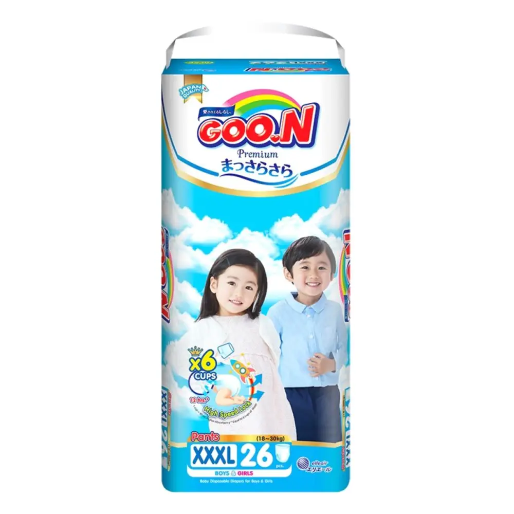 Tã Quần Cho Bé, Premium Pant Diapers, XXXL, 18 - 30kg, 26 Miếng - GOO.N