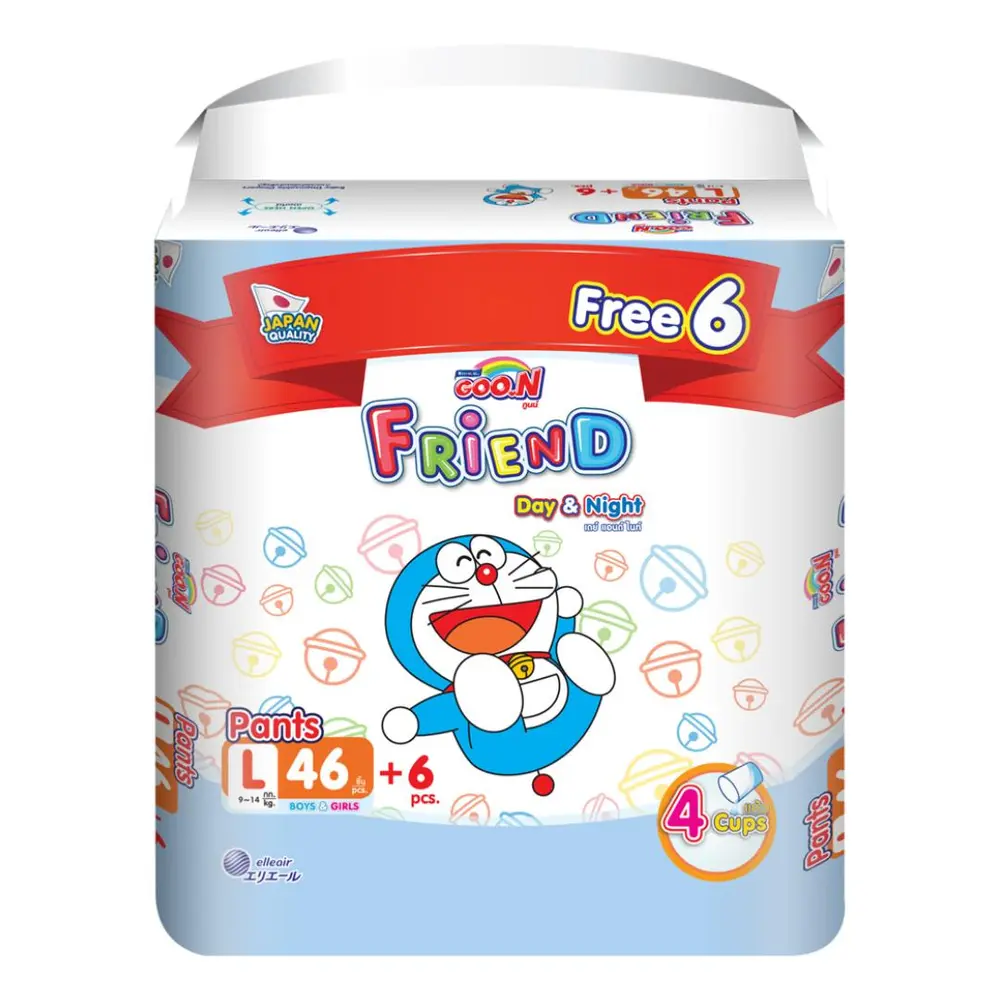 Tã Quần Cho Bé, Friend, Day & Night Pant Diapers, L, 9 - 14kg, 52 Miếng - GOO.N