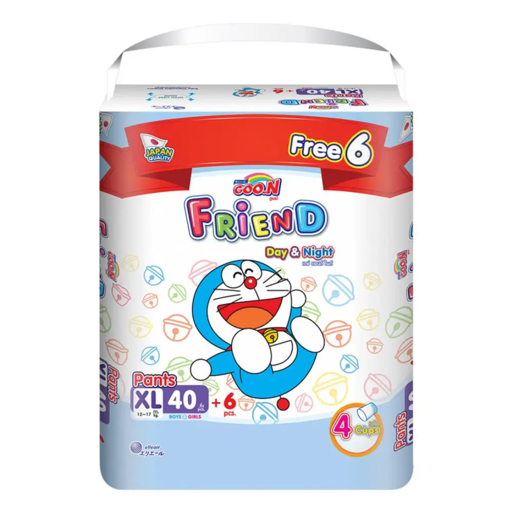 Tã Quần Cho Bé, Friend, Day & Night Pant Diapers, XL, 12 - 17kg, 46 Miếng - GOO.N
