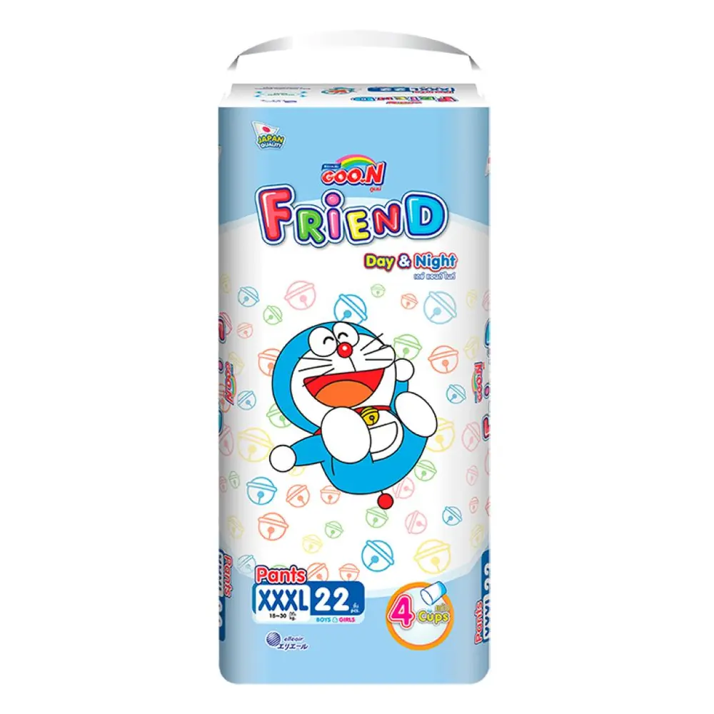 Tã Quần Cho Bé, Friend, Day & Night Pant Diapers, XXXL, 18 - 30kg, 22 Miếng - GOO.N