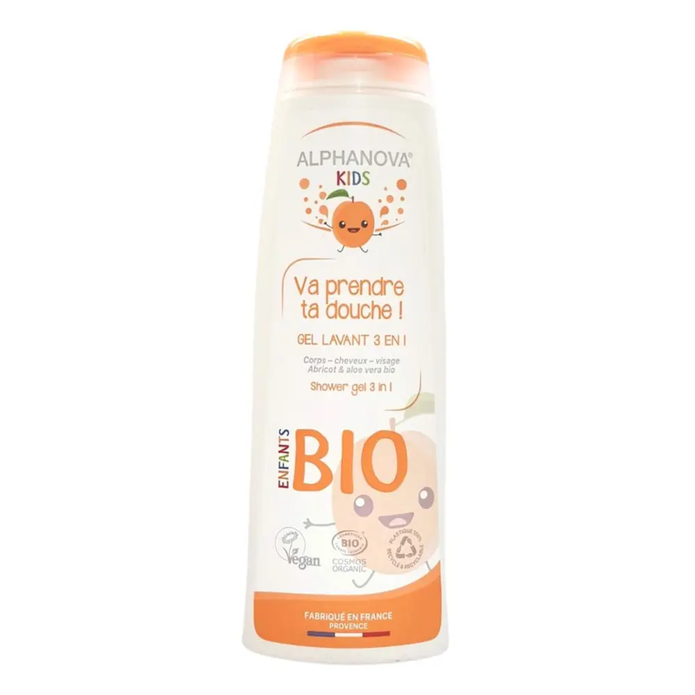 Dầu Tắm Gội Trẻ Em, Organic Shower Gel 3 in 1 for Kids, 8.33 fl oz (250ml) - ALPHANOVA