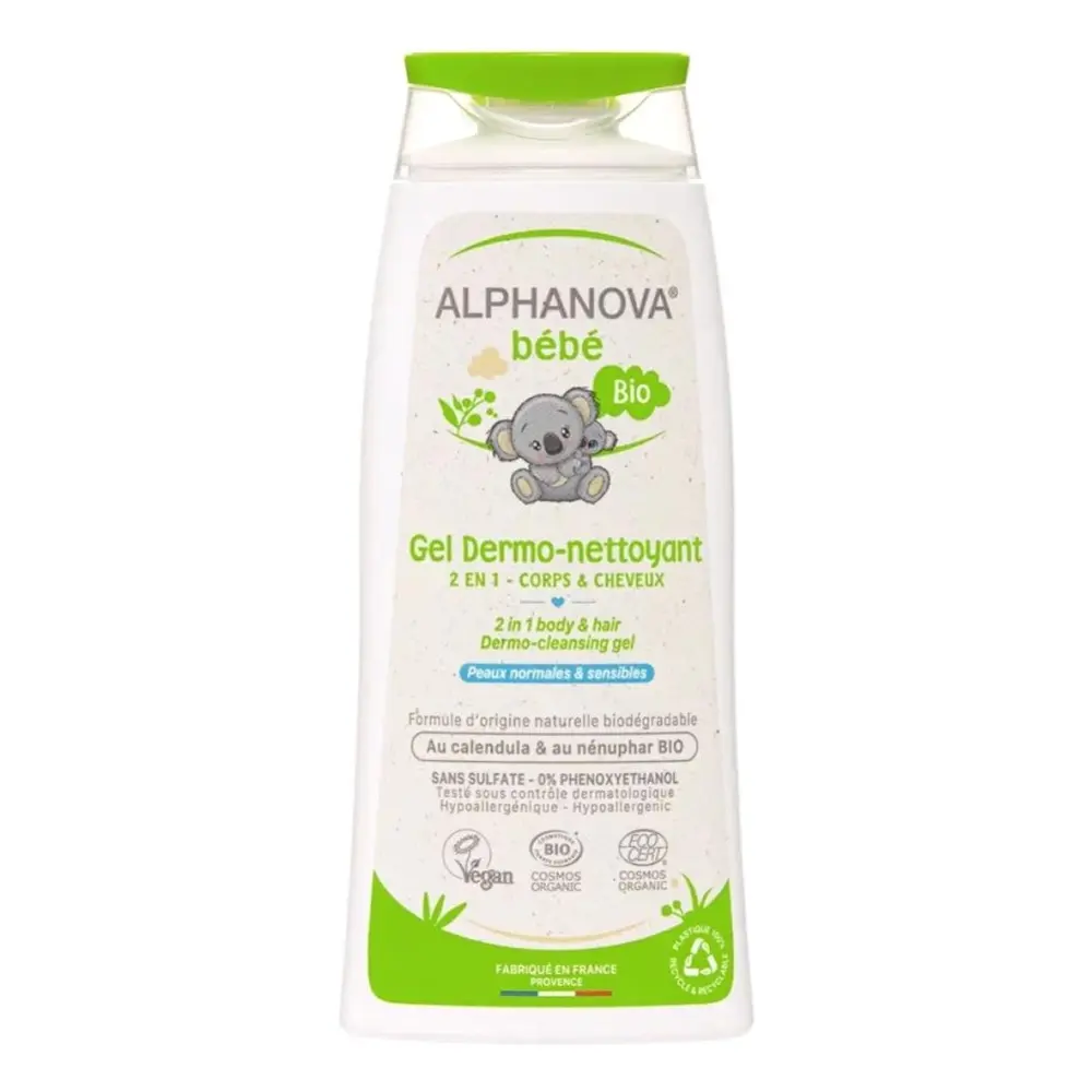 Dầu Tắm Gội Hữu Cơ Cho Bé, Bio Dermo-Cleansing Gel for Baby, 2 in 1 Body & Hair, 6.75 fl oz (200ml) - ALPHANOVA