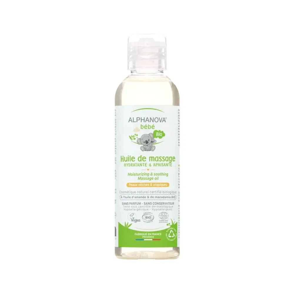 Dầu Mát Xa Hữu Cơ Cho Bé, Bio Moisturizing & Soothing Massage Oil, 3.37 fl oz (100ml) - ALPHANOVA