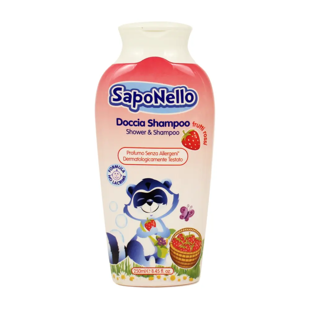 Sữa Tắm Gội Toàn Thân Trẻ Em Hương Dâu, Shower & Shampoo, Frutti Rossi, 8.45 fl oz (250ml) - SAPONELLO