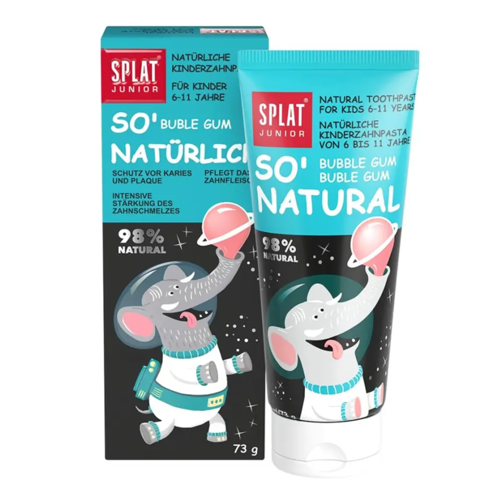 Kem Đánh Răng Cho Bé Hương Kẹo, Natural Toothpaste for Kids, Bubble Gum, 6 - 11 Tuổi (73g) - SPLAT