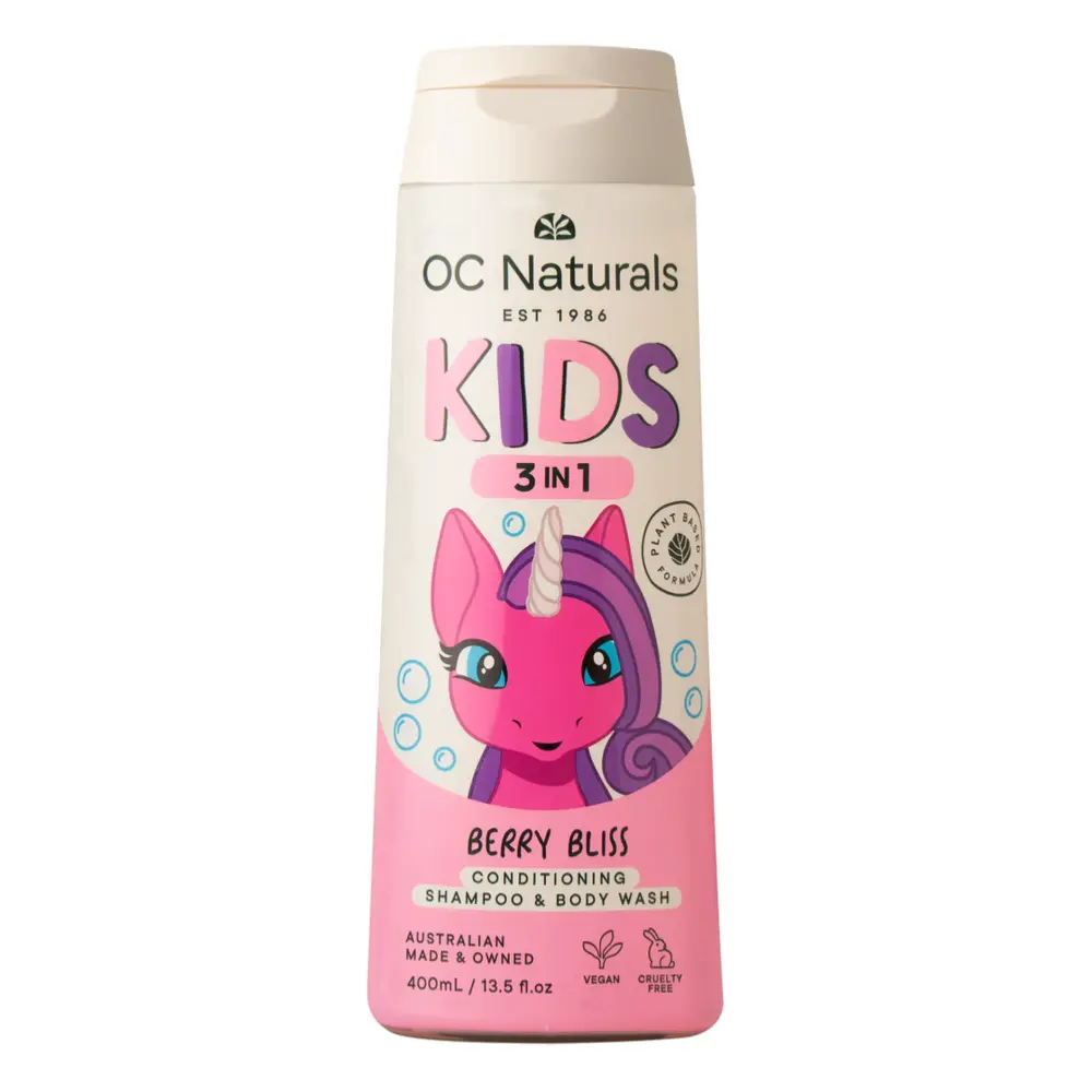 Sữa Tắm Gội Cho Trẻ Em, Kids, 3 in 1 Conditioning Shampoo & Body Wash, Berry Bliss, 13.5 fl oz (400ml) - OC NATURALS