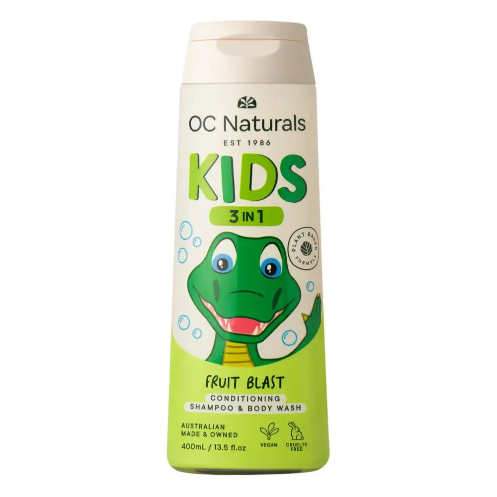Sữa Tắm Gội Cho Trẻ Em, Kids, 3 in 1 Conditioning Shampoo & Body Wash, Fruit Blast, 13.5 fl oz (400ml) - OC NATURALS