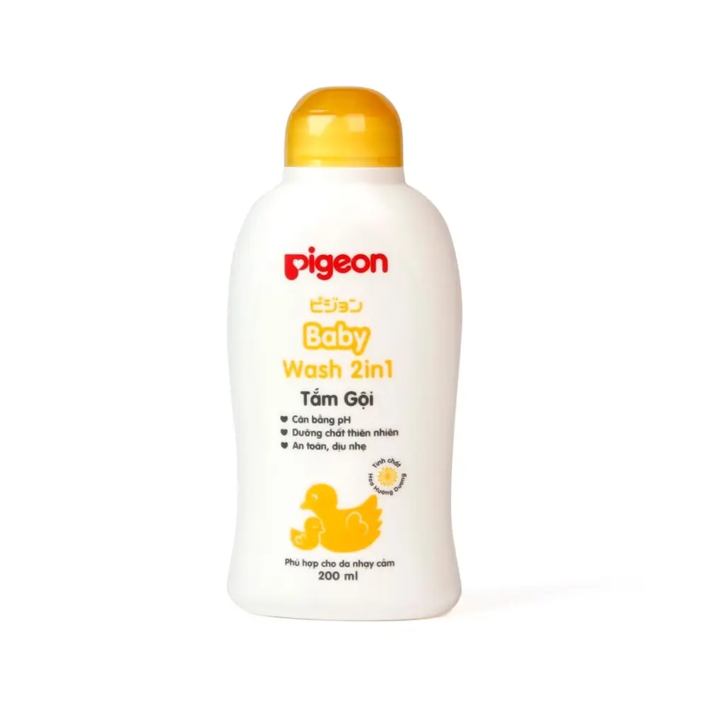 Tắm Gội Tinh Chất Hoa Hướng Dương, Baby Wash, 2 in 1 (200ml) - PIGEON