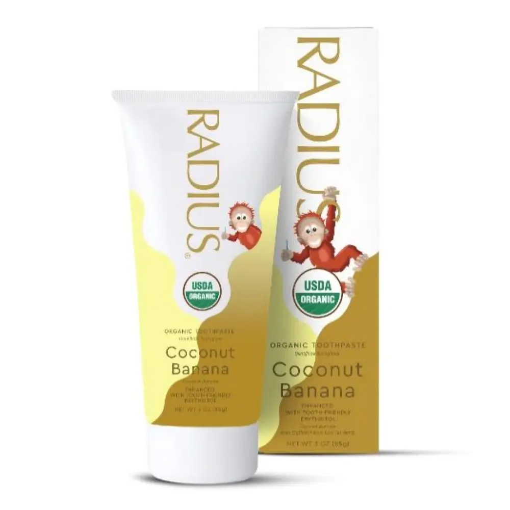 Kem Đánh Răng Hữu Cơ Cho Bé, Organic Toothpaste for Kids, Coconut Banana, 3 oz (85g) - RADIUS