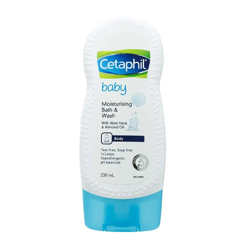 Sữa Tắm Dưỡng Ẩm Cho Bé, Baby Moisturising Bath & Wash, with Aloe Vera & Almond Oil, Tear Free (230ml) - CETAPHIL