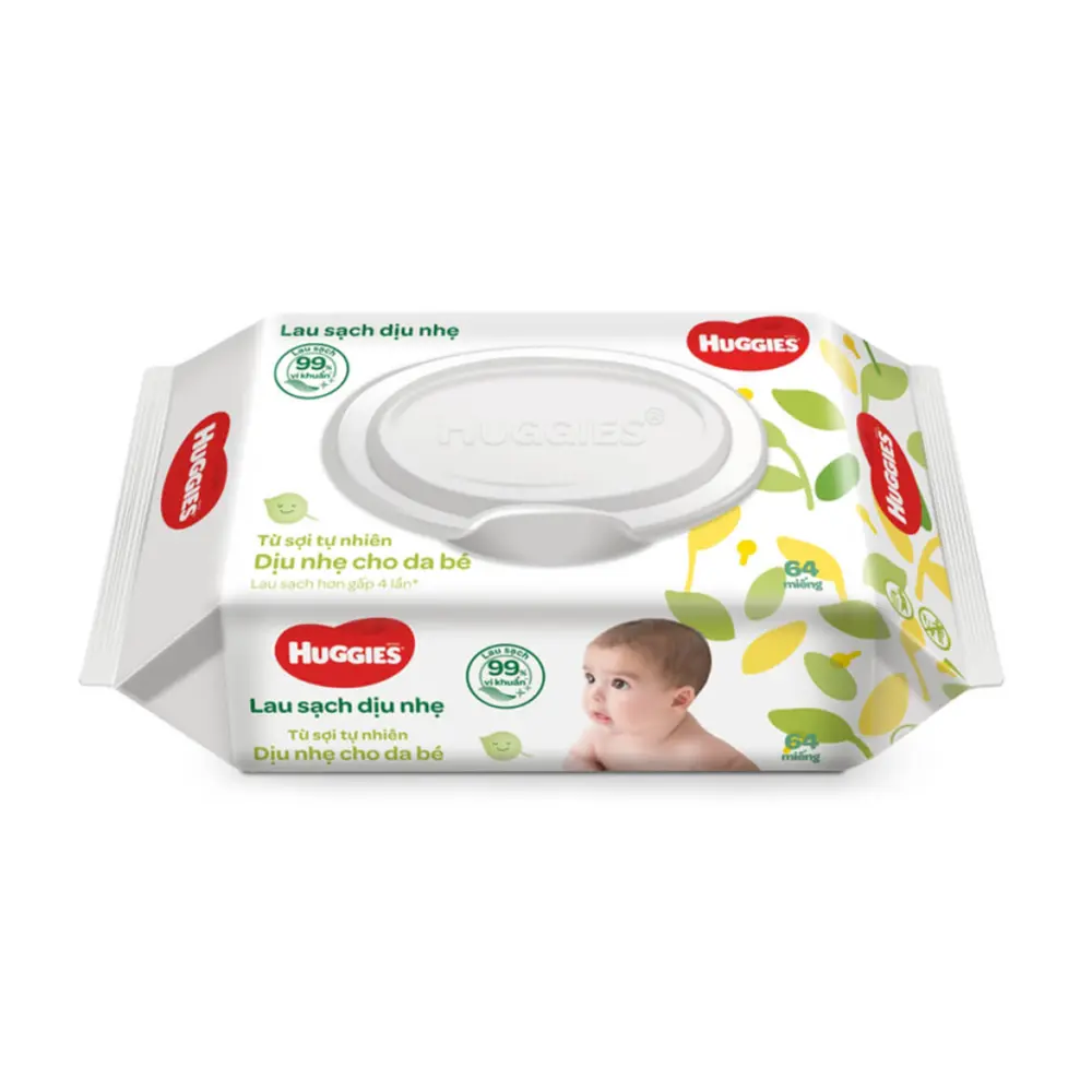 Khăn Ướt Em Bé, Không Mùi, Gentle Care Baby Wipes, Unscented, 64 Tờ - HUGGIES