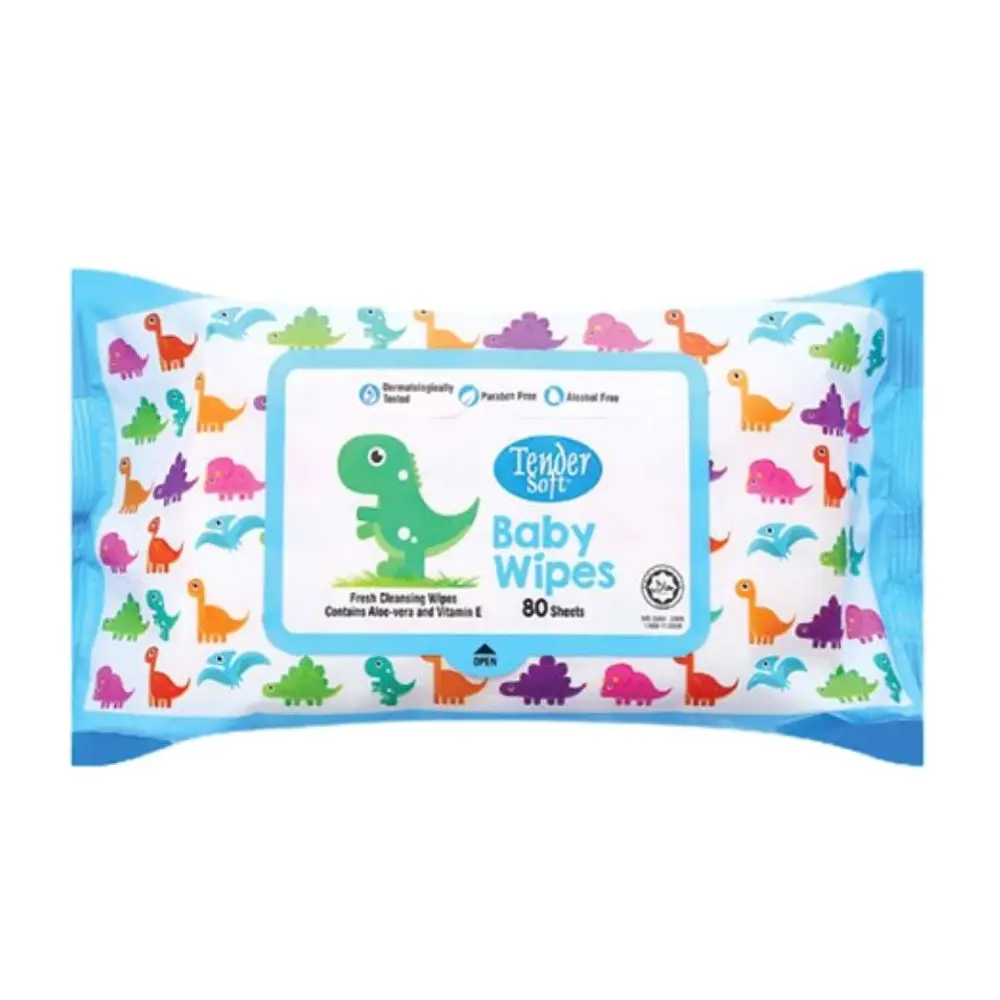 Khăn Ướt Cho Bé Chứa Nha Đam & Vitamin E, Baby Wipes, Fresh Cleansing Wipes, 80 Tờ (200 x 150mm) - TENDER SOFT