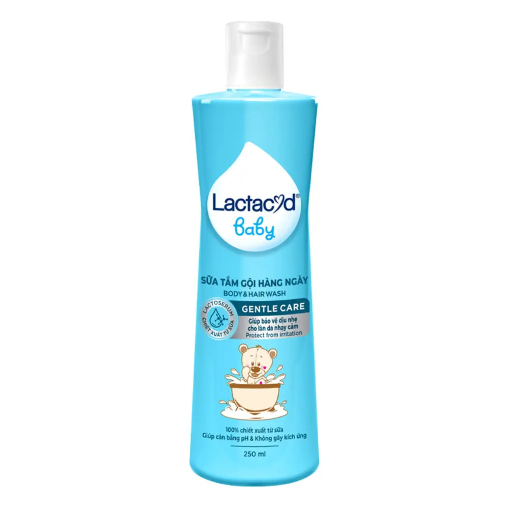 Sữa Tắm Gội Trẻ Em Giảm Rôm Sảy & Hăm Kẽ, BB, Baby Bath Liquid for Heat Rash Adjunctive Treatment (250ml) - LACTACYD